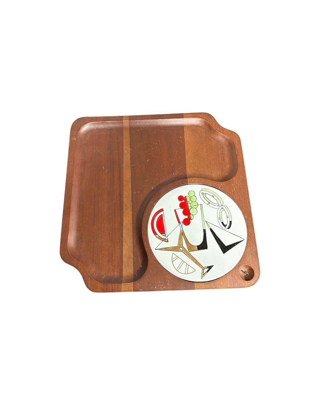 Vintage Cheese Board - Mid Century Modern Wooden Charcuterie Board - Cocktails
